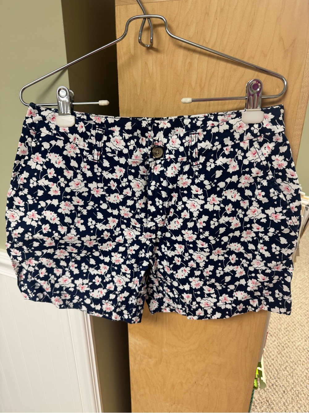 Women’s Navy Blue and Pink Floral Shorts